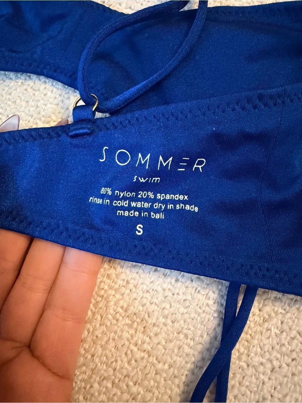 SOMMER SWIM SZ S WORN 1X BEA MALTESE BRALETTE BIKINI TOP & STRING BOTTOM blue - Picture 10 of 16